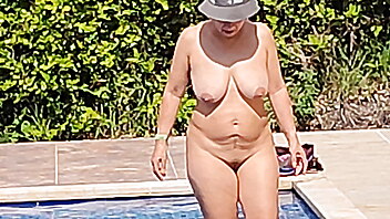 Camp massage, pool shower voyeur, camp site, nudist camp, shower swimming pool