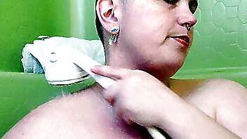 Nipple string, sand on pussy, soap masturbate, bbw fat shower, the back fat